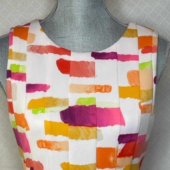 VINCE Camuto  White Pink Multicolored Fit and Flare A-Line Dress Size 8 - Picture 4 of 8